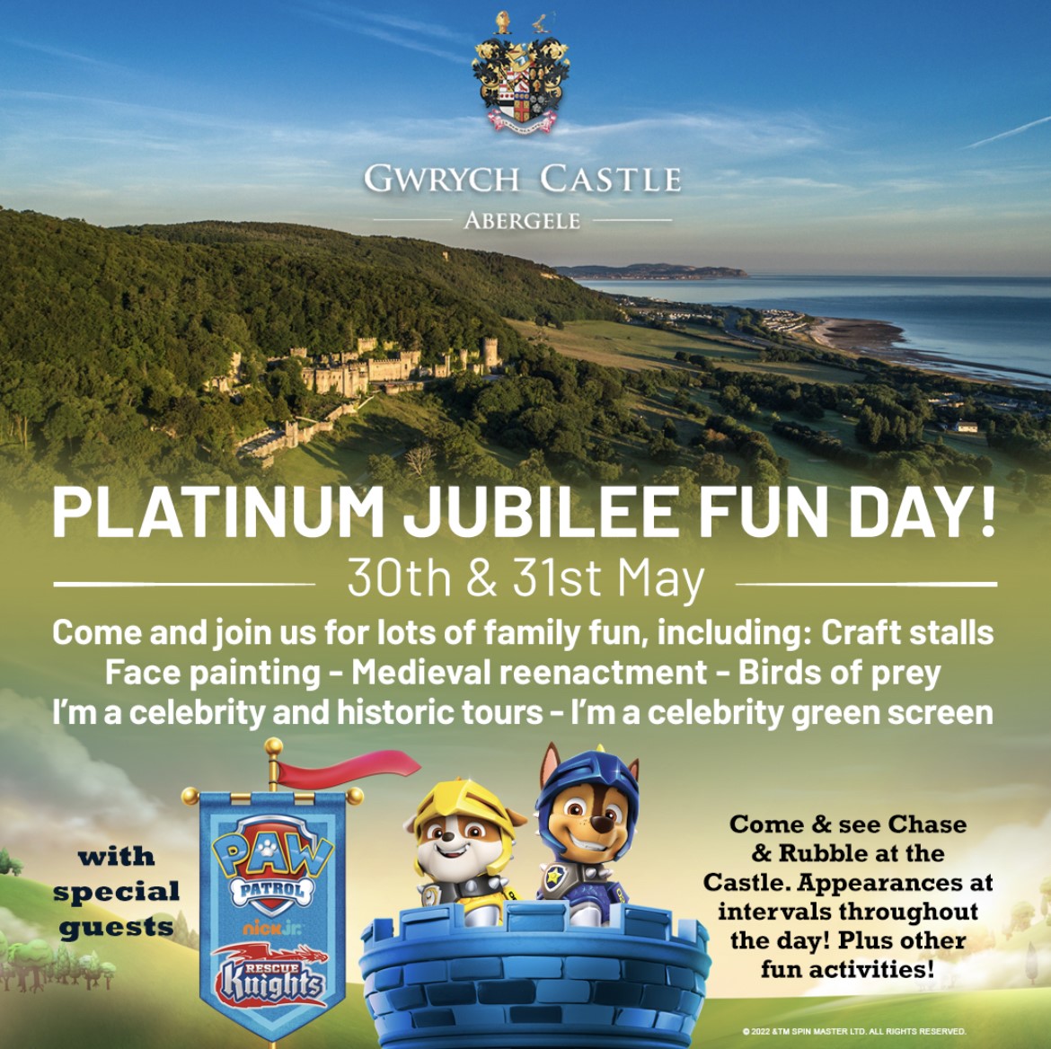 Gwrych Castle Jubilee weekend celebrations with Paw Patrol